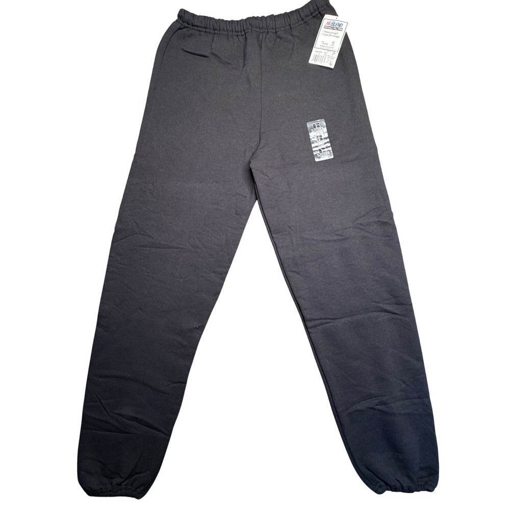 Vtg 90s Russell Athletic Sweatpants Mens L Black Heavyweight Fleece Joggers NWT